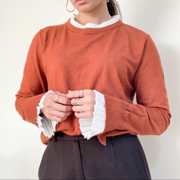 burnt orange ruffle sleeves - Picture 1 of 9